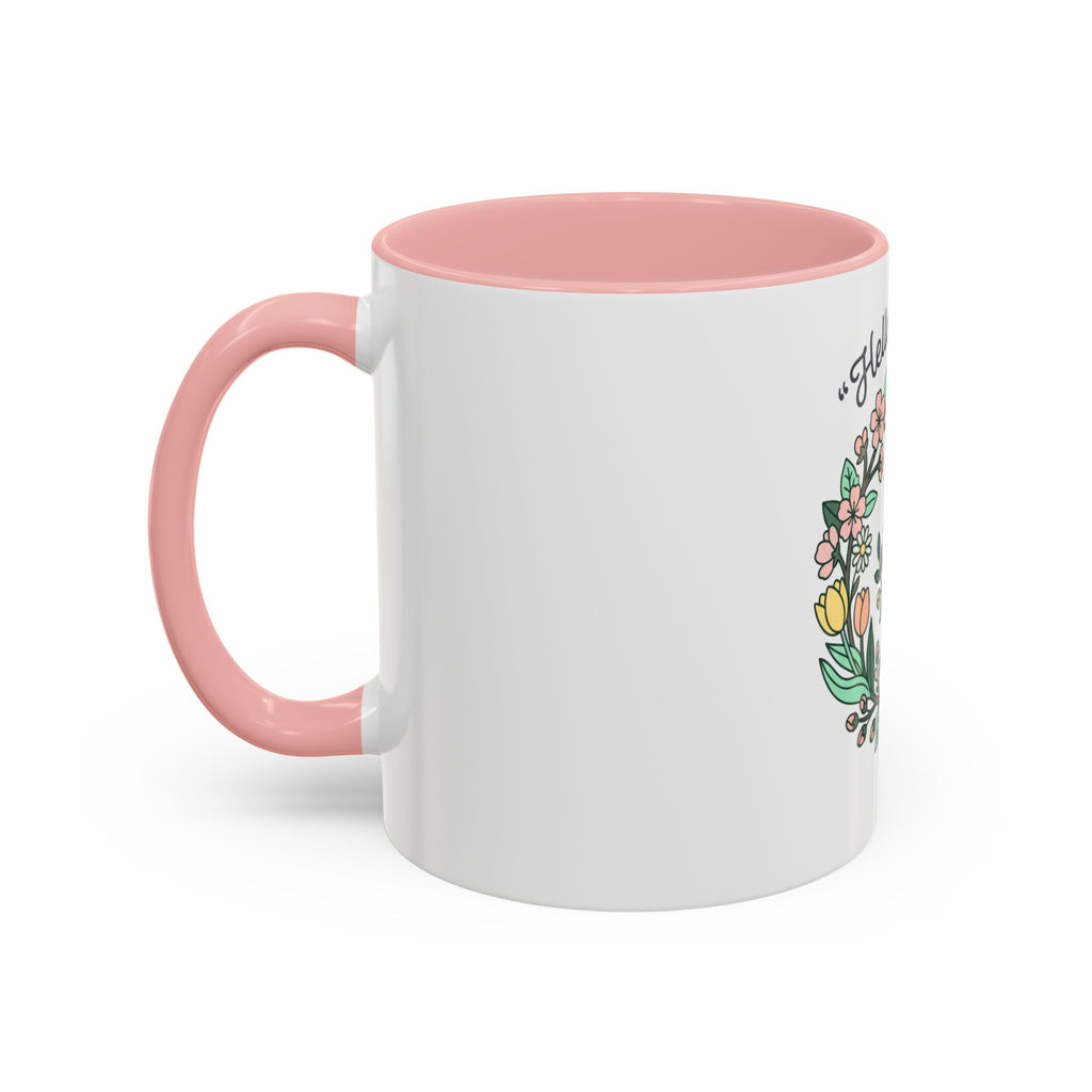 Hello Spring Floral Coffee Mug — Bee & Wreath Accent Mug (11/15oz)