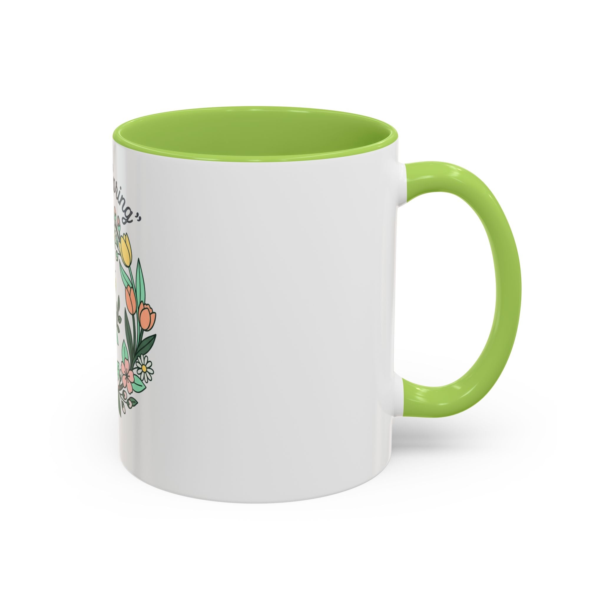 Hello Spring Floral Coffee Mug — Bee & Wreath Accent Mug (11/15oz)