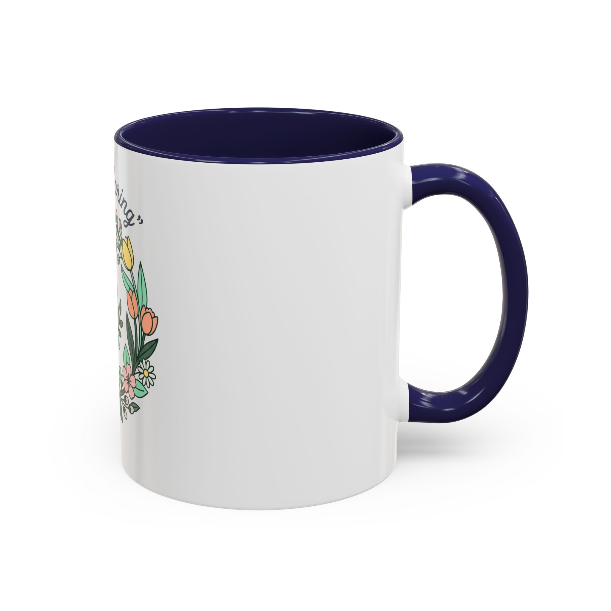 Hello Spring Floral Coffee Mug — Bee & Wreath Accent Mug (11/15oz)