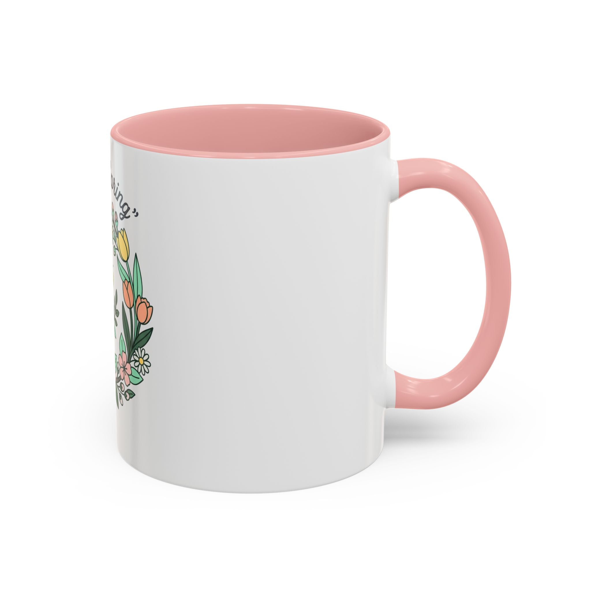 Hello Spring Floral Coffee Mug — Bee & Wreath Accent Mug (11/15oz)