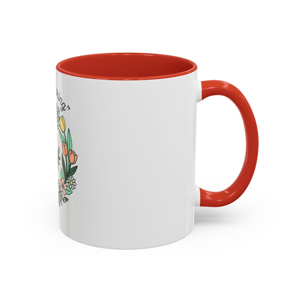 Hello Spring Floral Coffee Mug — Bee & Wreath Accent Mug (11/15oz)