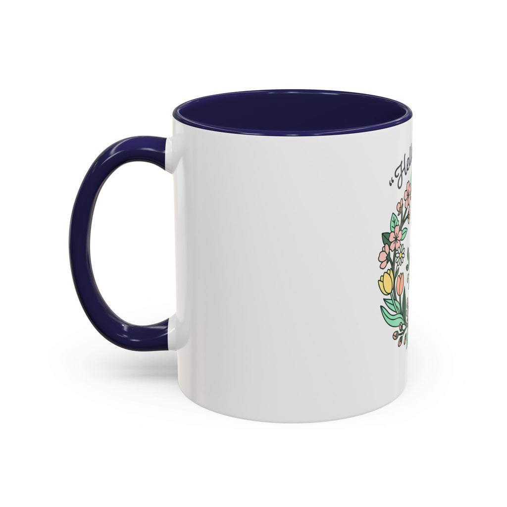 Hello Spring Floral Coffee Mug — Bee & Wreath Accent Mug (11/15oz)