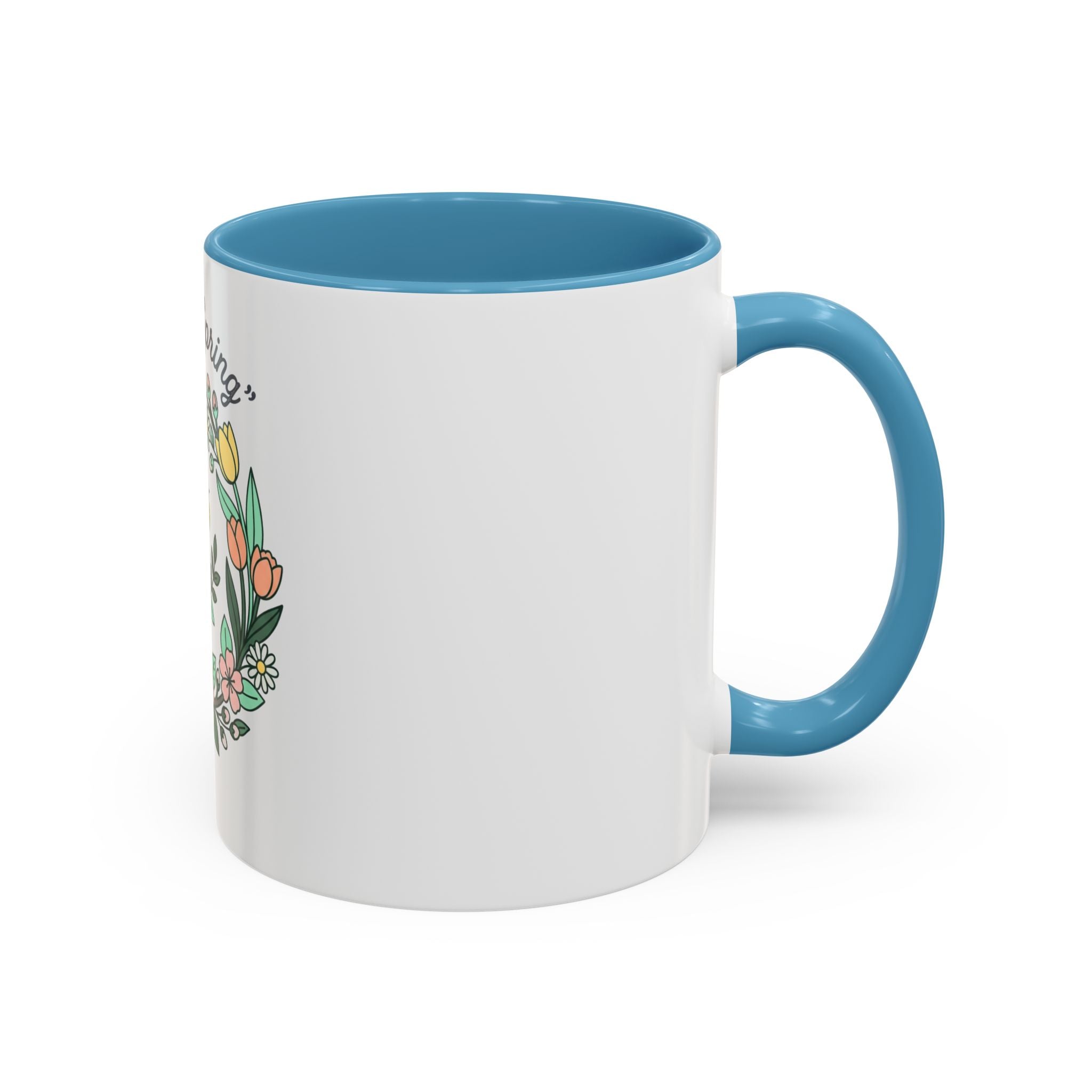 Hello Spring Floral Coffee Mug — Bee & Wreath Accent Mug (11/15oz)