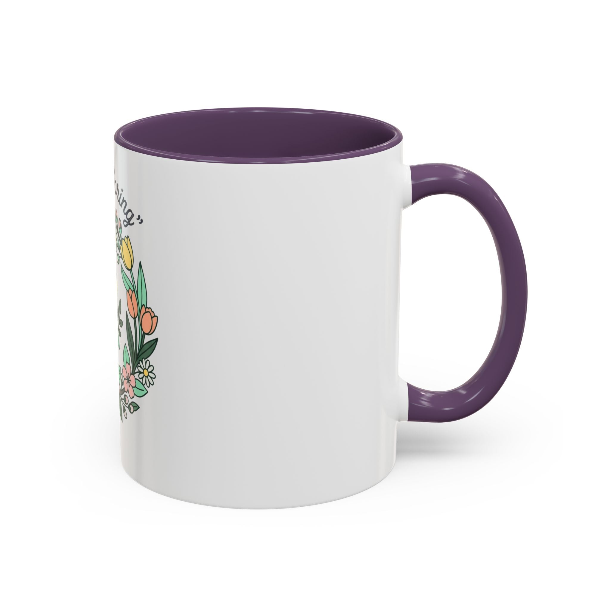 Hello Spring Floral Coffee Mug — Bee & Wreath Accent Mug (11/15oz)
