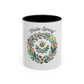 Hello Spring Floral Coffee Mug — Bee & Wreath Accent Mug (11/15oz)
