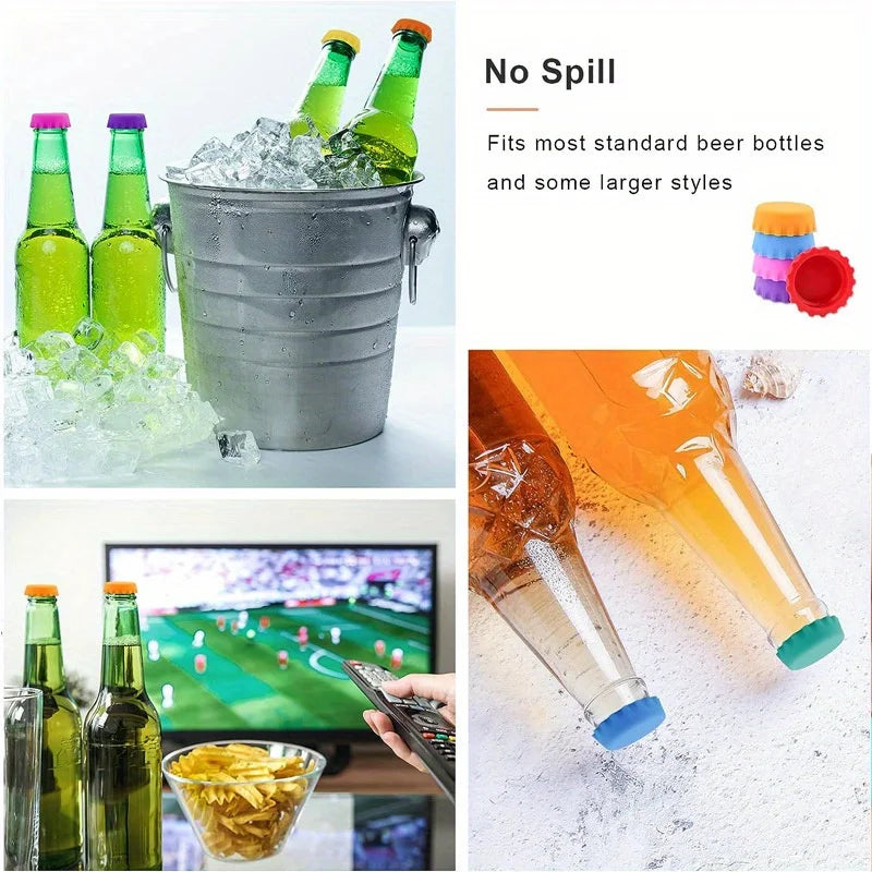 Silicone Rubber Bottle Caps Reusable Durable Seal Wine Stopper for Home Brewing Soft Drink Beer Bottles Preservers Bar Access