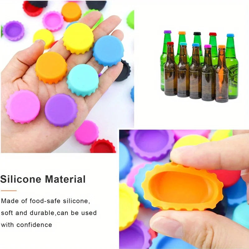 Silicone Rubber Bottle Caps Reusable Durable Seal Wine Stopper for Home Brewing Soft Drink Beer Bottles Preservers Bar Access