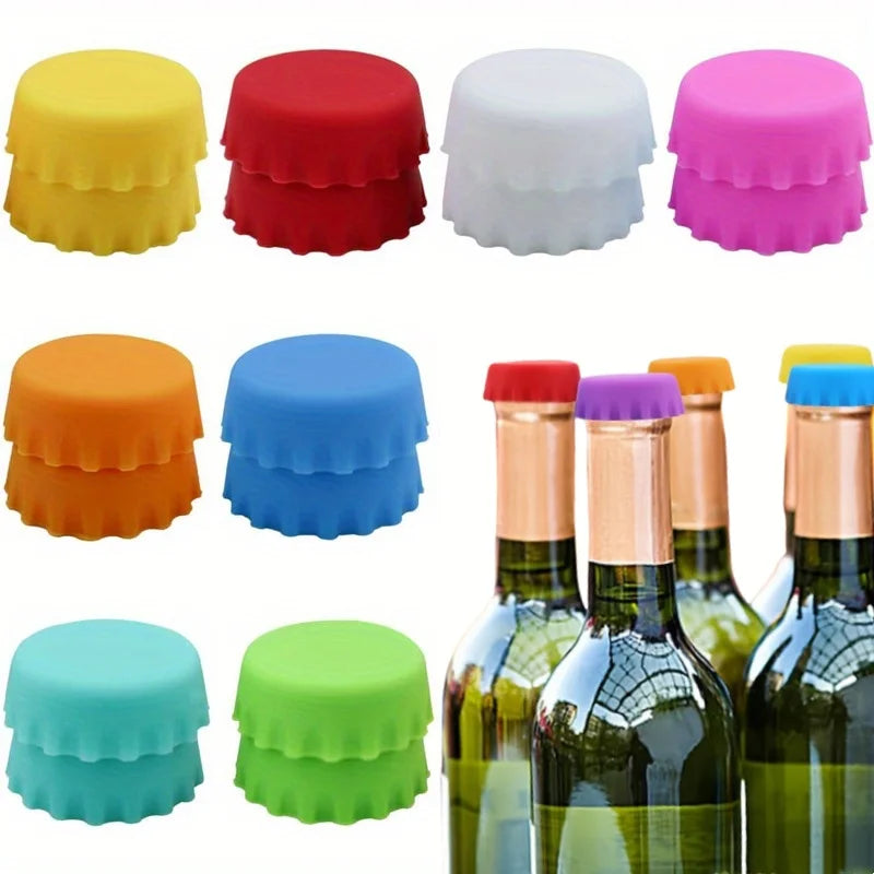 Silicone Rubber Bottle Caps Reusable Durable Seal Wine Stopper for Home Brewing Soft Drink Beer Bottles Preservers Bar Access