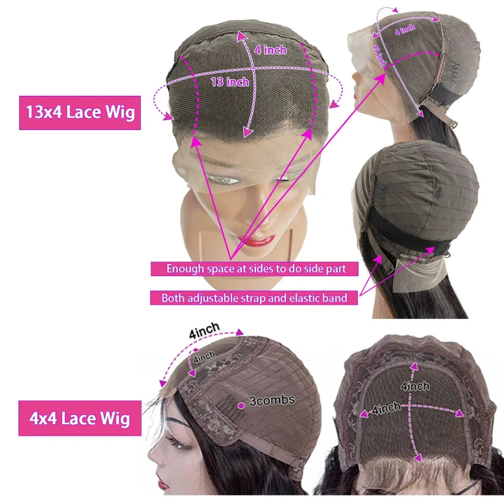 Human Hair Short Bob Wig Body Wave 13x4 Lace Frontal Wigs Pre Plucked 4x4 Lace Closure Wigs Brazilian Virgin Hair Natural Black