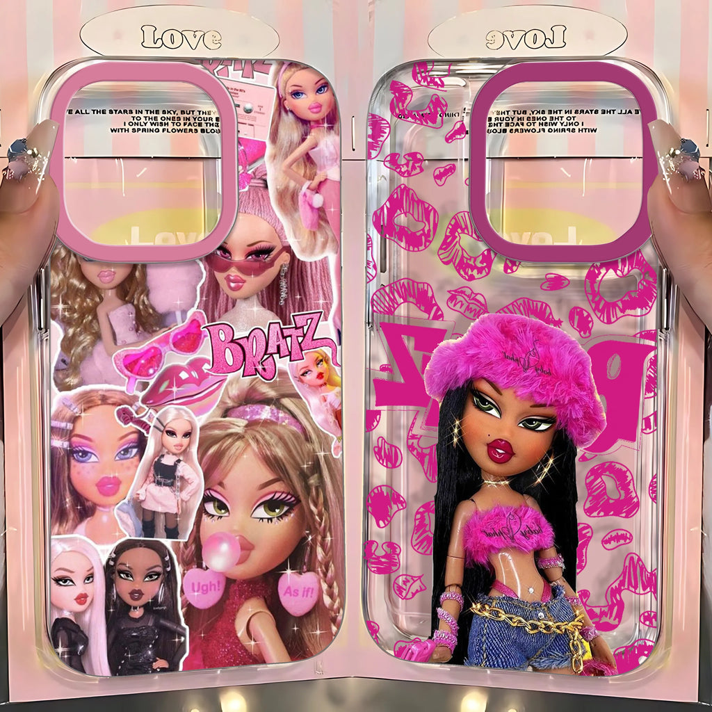 Fashion lovely Doll Bratz Clear Space Phone Case For iPhone 11 12 13 14 15 16 Pro Max Mini X Xs XR 7 8 plus Se2020 Clear Cover