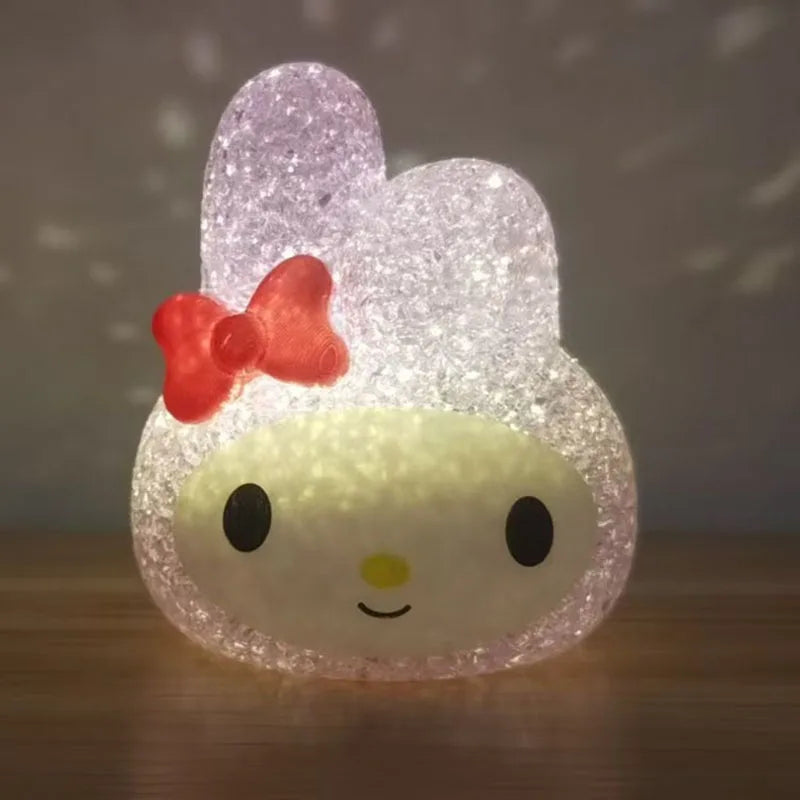 New Anime Sanrio Melody Hello Kitty Kuromi Cinnamoroll Night Light Children Toy Lamp Kawaii Doll Ornament Kids Birthday Gift