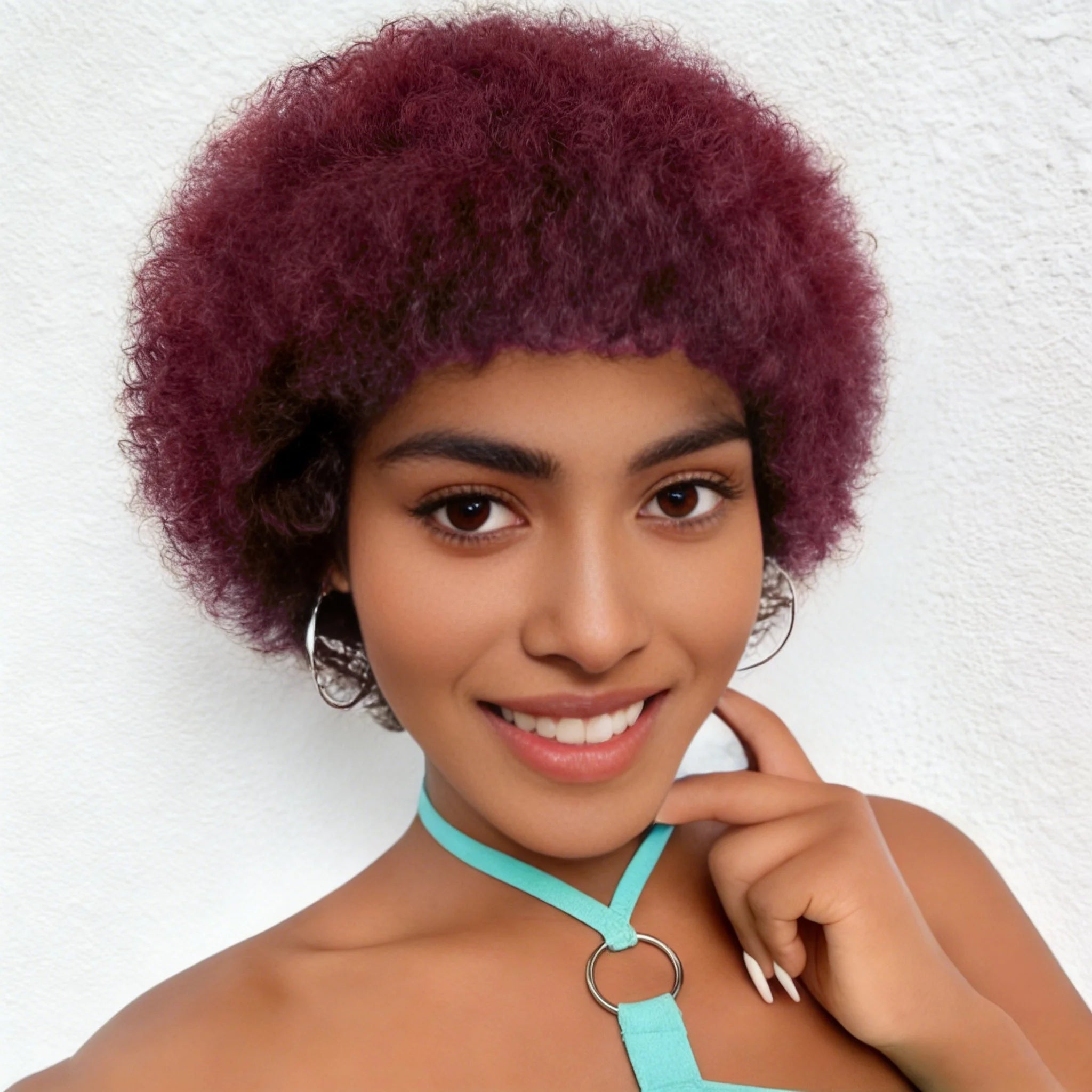 Afro Kinky Curly Brazilian Human Hair Pixie Full Machine Made Wig For Black Women