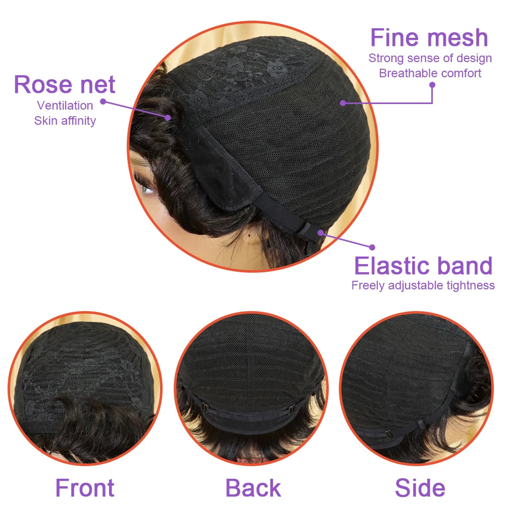 Brazilian Human Hair Wigs Short Pixie Cut Wig Human Hair For Women Machine Made Wigs With Bangs