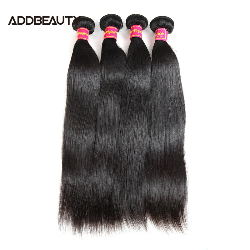 Straight Human Hair Bundle Addbeauty Brazilian Raw Virgin Human Hair Weave Long Real Hair Extension Double Drawn Natural Color
