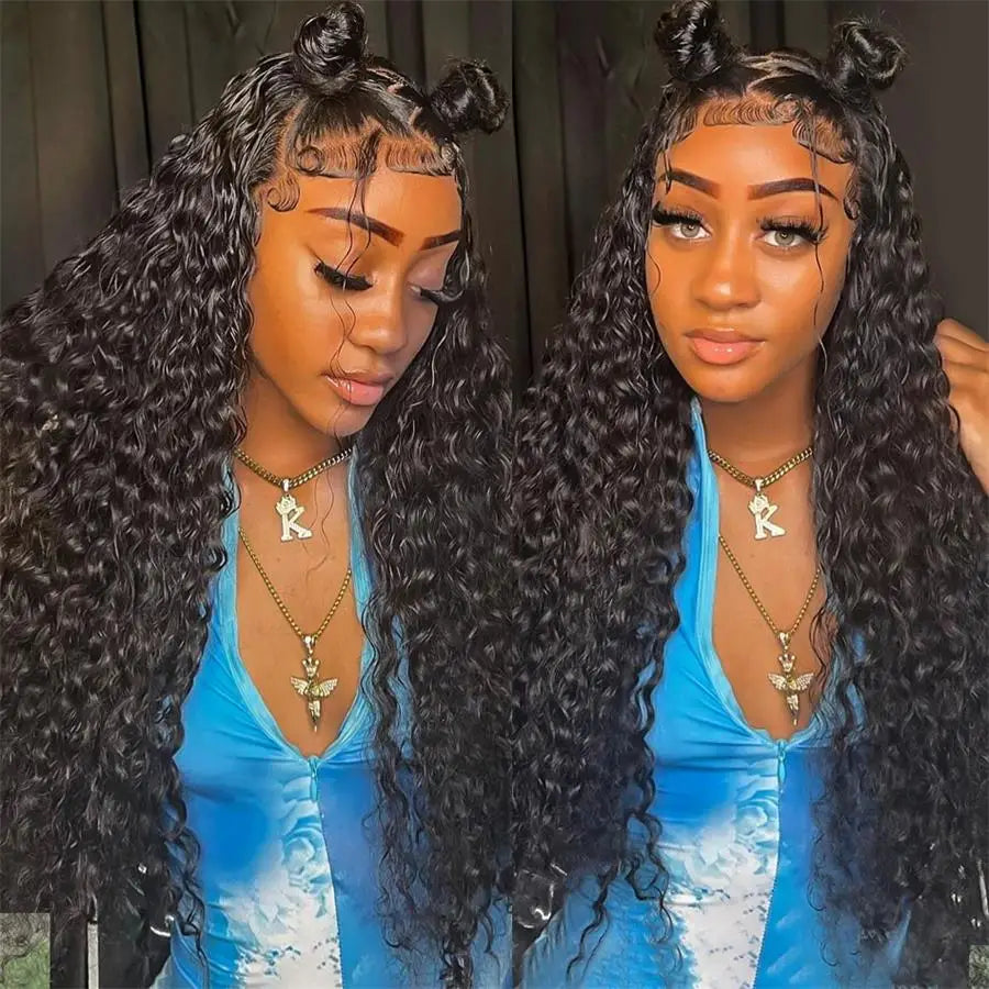 15A Brazilian Virgin Human Hair Kinky Curly Bundles With Frontal Ocean Water Wave Bundles With Frontal Bundles With Lace Closure
