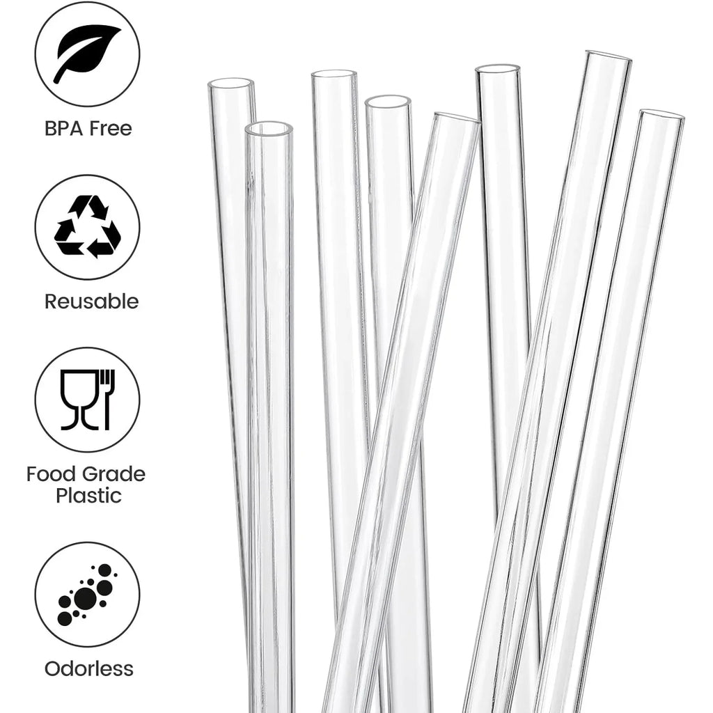 Replacement Straws for Stanley 40 oz Cup Tumbler, 12 Pack Clear Reusable Plastic Straws, 2 Straw Brushes