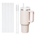 Replacement Straws for Stanley 40 oz Cup Tumbler, 12 Pack Clear Reusable Plastic Straws, 2 Straw Brushes