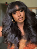 Brazilian 8-30 inches Body Wave Human Hair Wigs With Bang Virgin Hair 180% Density Full Machine Made Perruque For Black Women