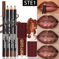 4pcs Dark Brown Lip Kit - Lip Liner + Lip Glaze, Waterproof & Long-Lasting Matte Effect,Versatile for Casual & Formal Occasions,