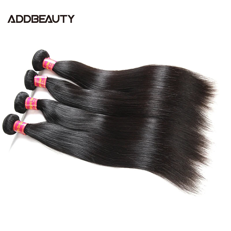 Straight Human Hair Bundle Addbeauty Brazilian Raw Virgin Human Hair Weave Long Real Hair Extension Double Drawn Natural Color