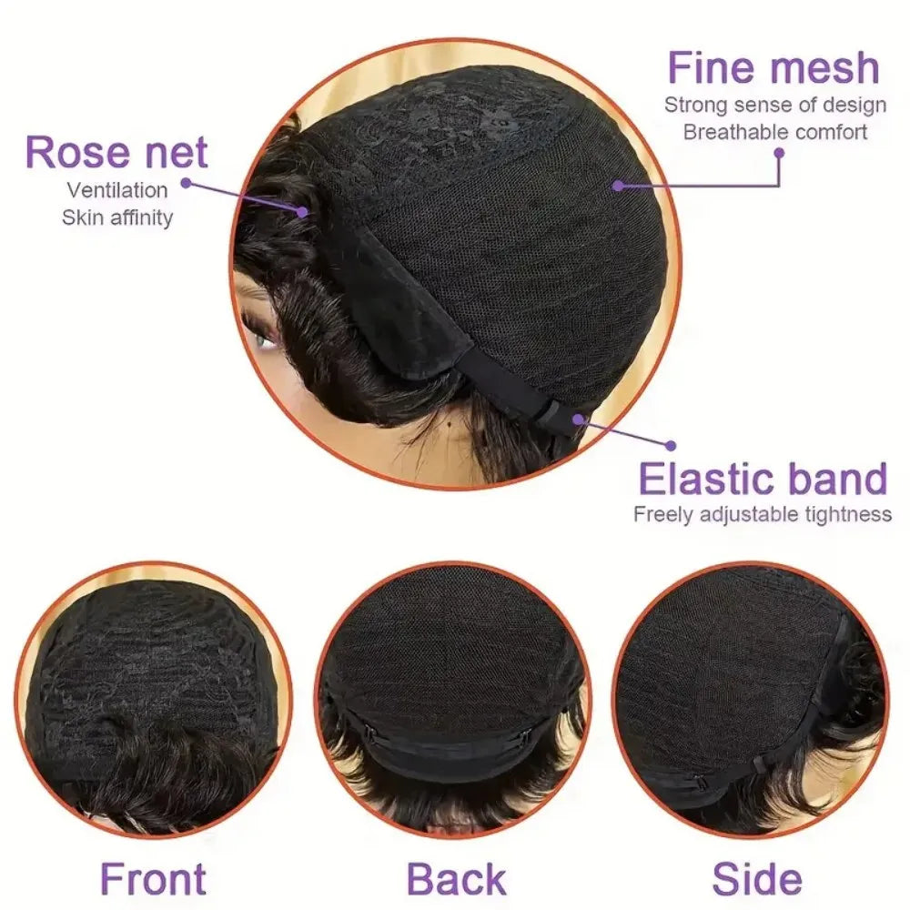Afro Kinky Curly Brazilian Human Hair Pixie Full Machine Made Wig For Black Women