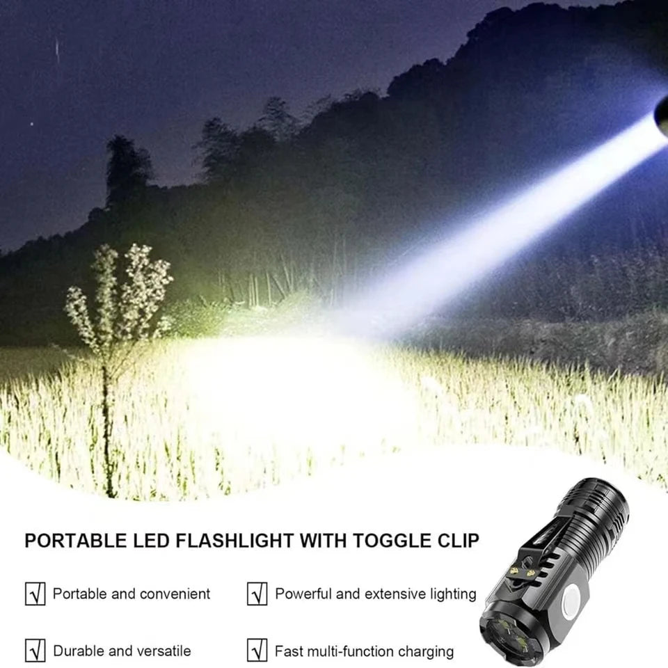 LED Strong Light Flashlight Rechargeable Multi functional for Long Range Portable Outdoor Home Mini Flashlight