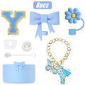 8PCS Cup Accessories Set for Stanley Cup 30oz 40oz, A-Z Initials Decorations, Including Silicone Straw