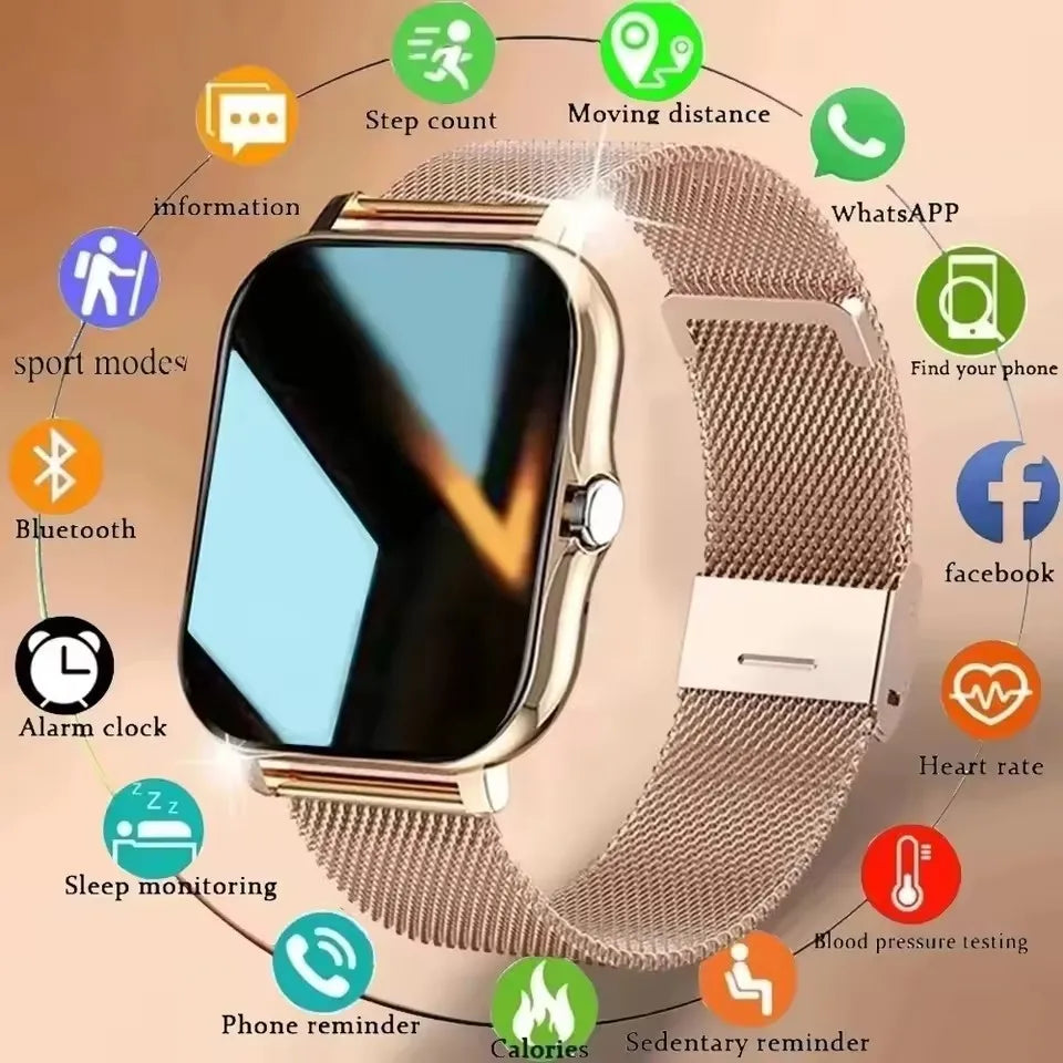 New Smart Watch Android IOS Phone 1.44 Inch Color Screen Bluetooth Call Blood Oxygen/Pressure Monitoring Smart Watch Women Men