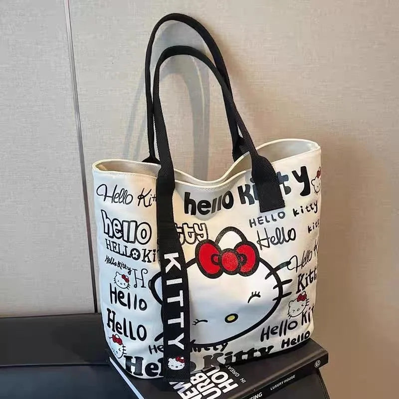 Sanrio Hello Kitty Shoulder Bag Cute Cartoon KT Cat Handbag Girls Backpack Schoolbag Cosmetic Bag