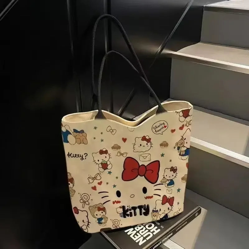 Sanrio Hello Kitty Shoulder Bag Cute Cartoon KT Cat Handbag Girls Backpack Schoolbag Cosmetic Bag