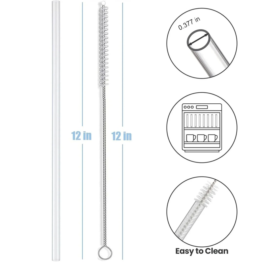 Replacement Straws for Stanley 40 oz Cup Tumbler, 12 Pack Clear Reusable Plastic Straws, 2 Straw Brushes