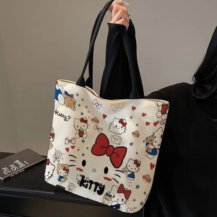 Sanrio Hello Kitty Shoulder Bag Cute Cartoon KT Cat Handbag Girls Backpack Schoolbag Cosmetic Bag