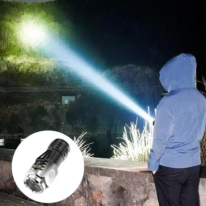 LED Strong Light Flashlight Rechargeable Multi functional for Long Range Portable Outdoor Home Mini Flashlight
