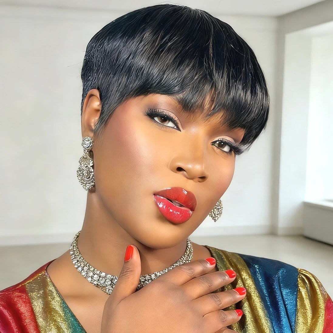 Brazilian Human Hair Wigs Short Pixie Cut Wig Human Hair For Women Machine Made Wigs With Bangs